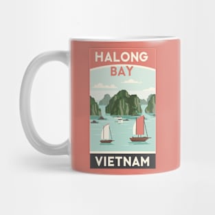 A Vintage Travel Art of Halong Bay - Vietnam Mug